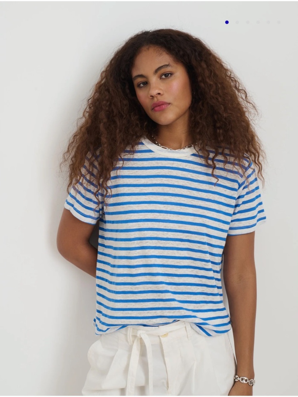 ALEX MILL LINEN WOMENS STRIP TEE TSHIRT TOP XS XSMALL